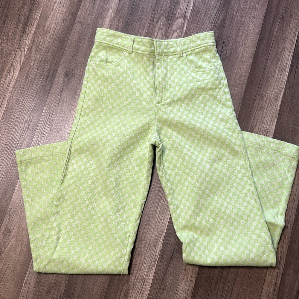 Green checkered Zara Pants